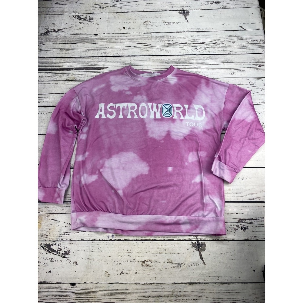 Travis Scott Astroworld Tour Merch Pink Tie Dye Sweatshirt Pullover Unisex L